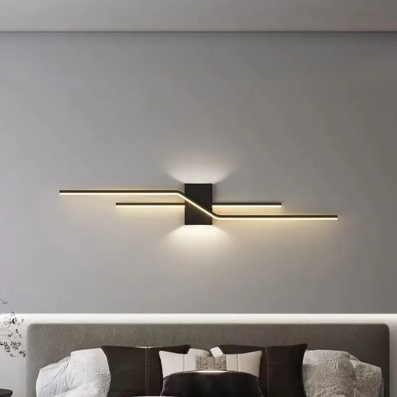 Imagem -02 - Long Strip Design Led Lâmpada de Parede para Corredor Mesa de Cabeceira Armários Iluminação Interior Wall Decor Arandelas