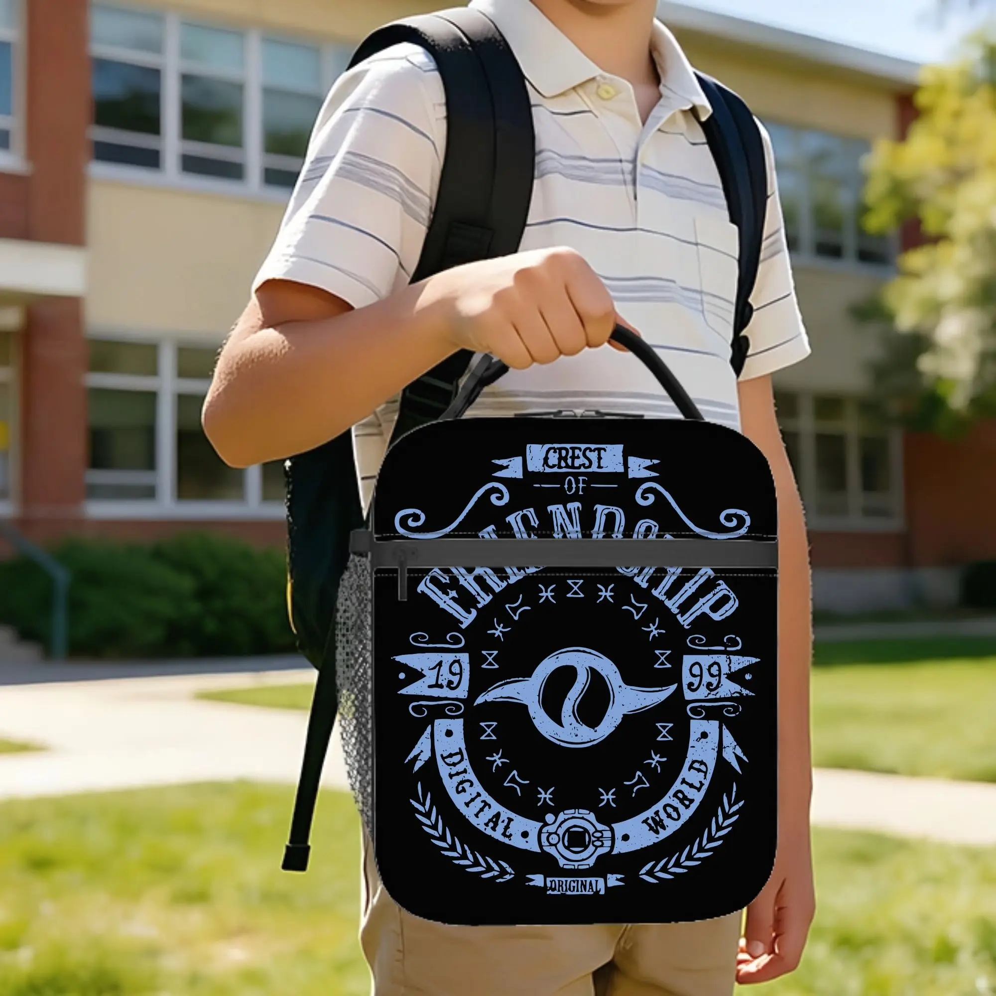 

Термосумка для обеда Friendship Insulated Lunch Bag, контейнер для еды, непромокаемая сумка-тоут с изображением Digimon Nostalgic Anime, ланч-бокс для девочек и мальчиков, для работы