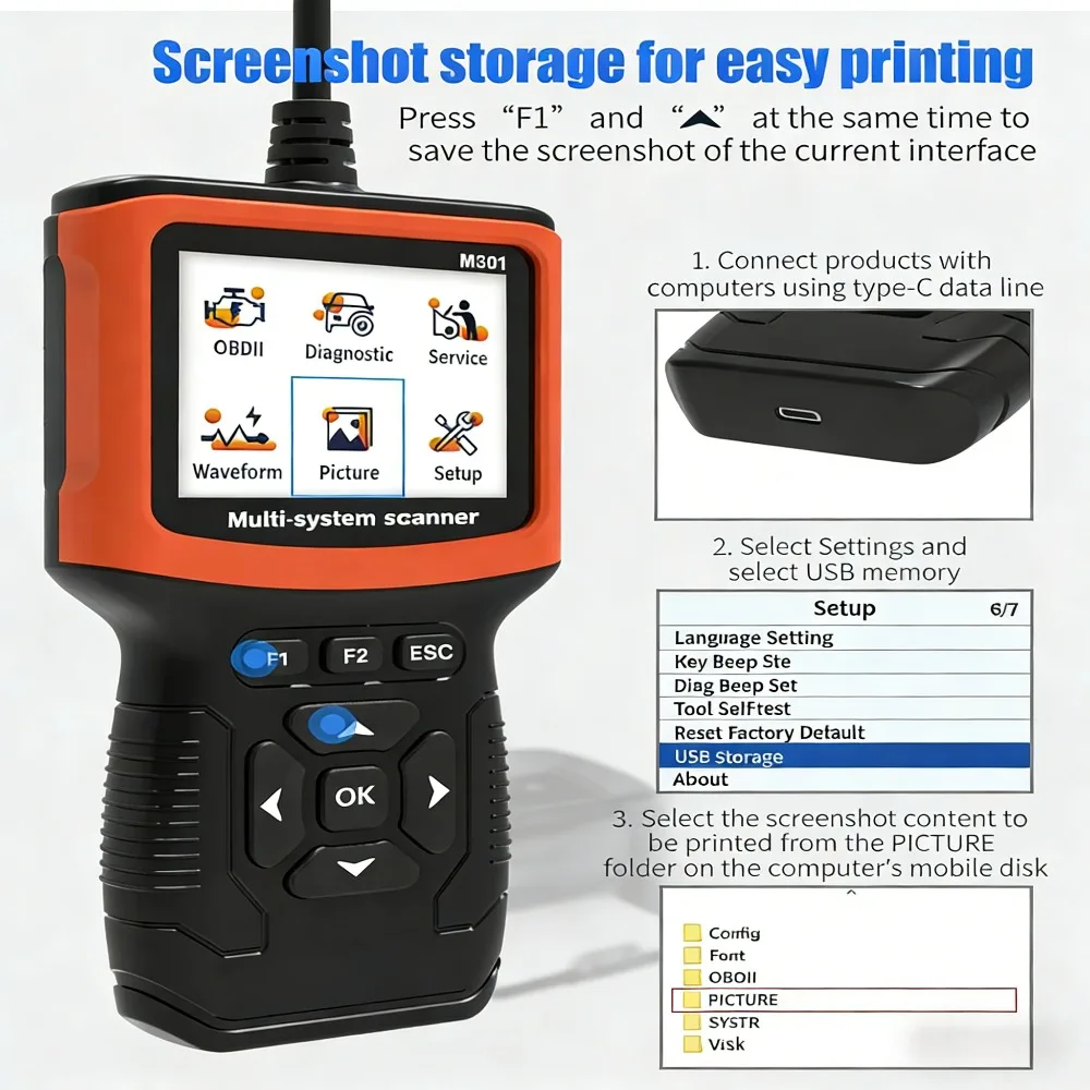 Picture 6: VESSTEK New Style M301 Car Scanner Repair Tools Skaner Obd2 Outils De Diagnostic Automobile for All OBDII