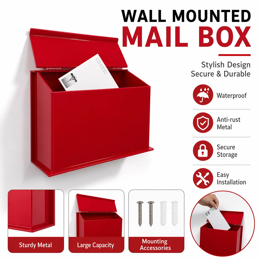 Acrylic Wall Mailbox Colorful Rainproof  for Outdoor Use Beautiful Decorative Design Reminds You to Collect Letters And Bills