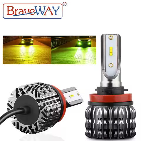 BraveWAY H4 H7 H8 H9 H11 Led Headlight Bulbs LED Fog Lights 12V Yellow/White/Green 3000K/6000K
