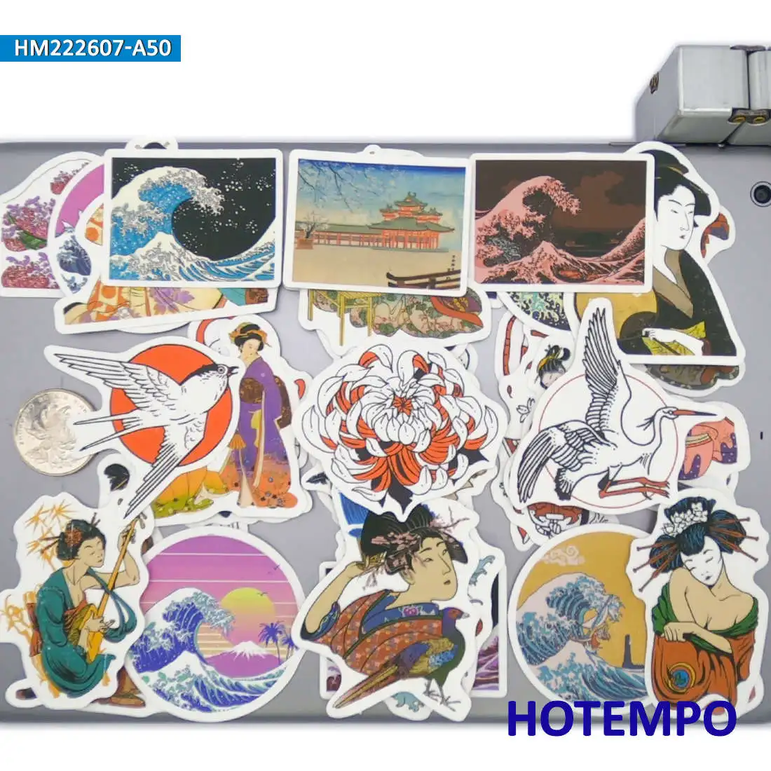 50PCS Japan Ukiyo-e Painting Art Pattern Waterproof Sticker for Laptop Phone Suitcase Skateboard Bike Motorcycle Car Sticker Toy