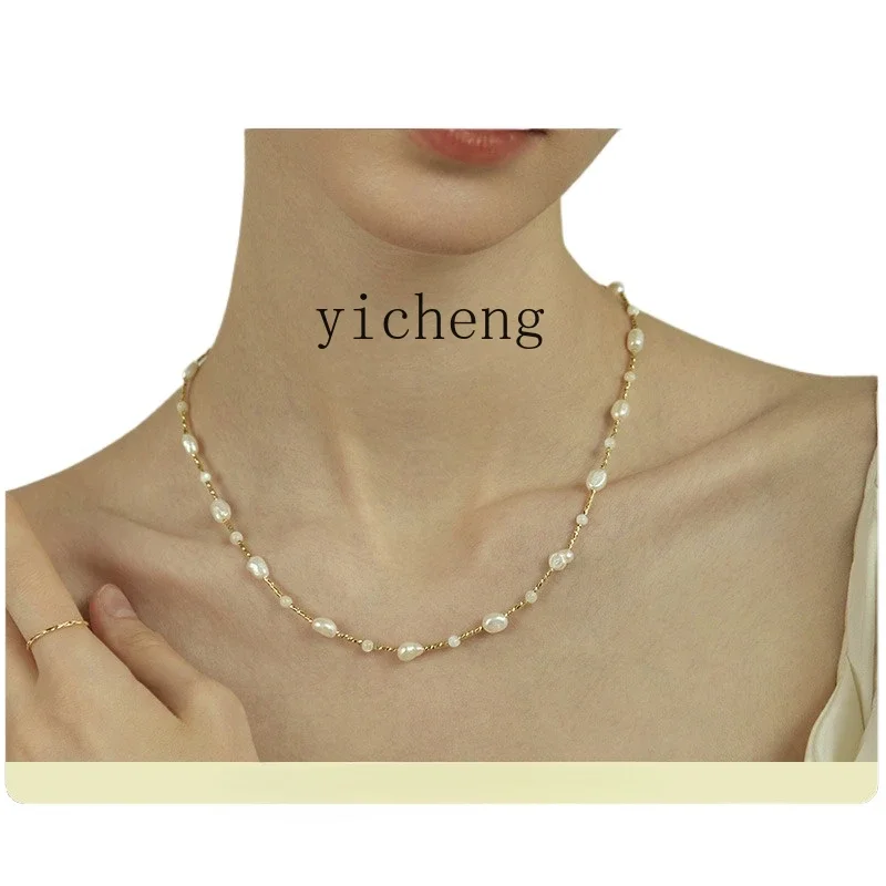 HSN Natural Baroque Pearl Necklace Gypsy Collarbone Chain Niche Accessories