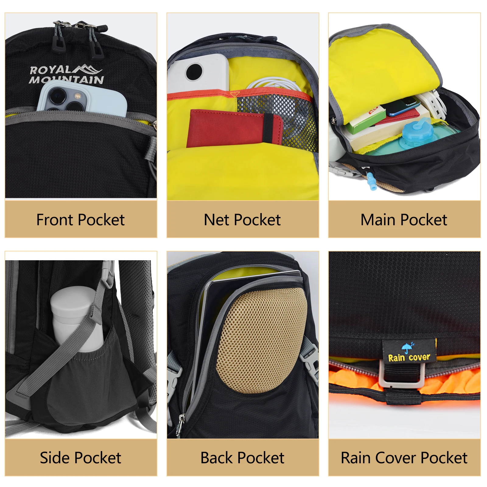 20L & 30L Outdoor-Rucksack mit Regenschutz, Wasserabweisendes Gewebe, Mehrere Fächer, Geeignet für Alle Geschlechter und Umgebungen – Detail 6