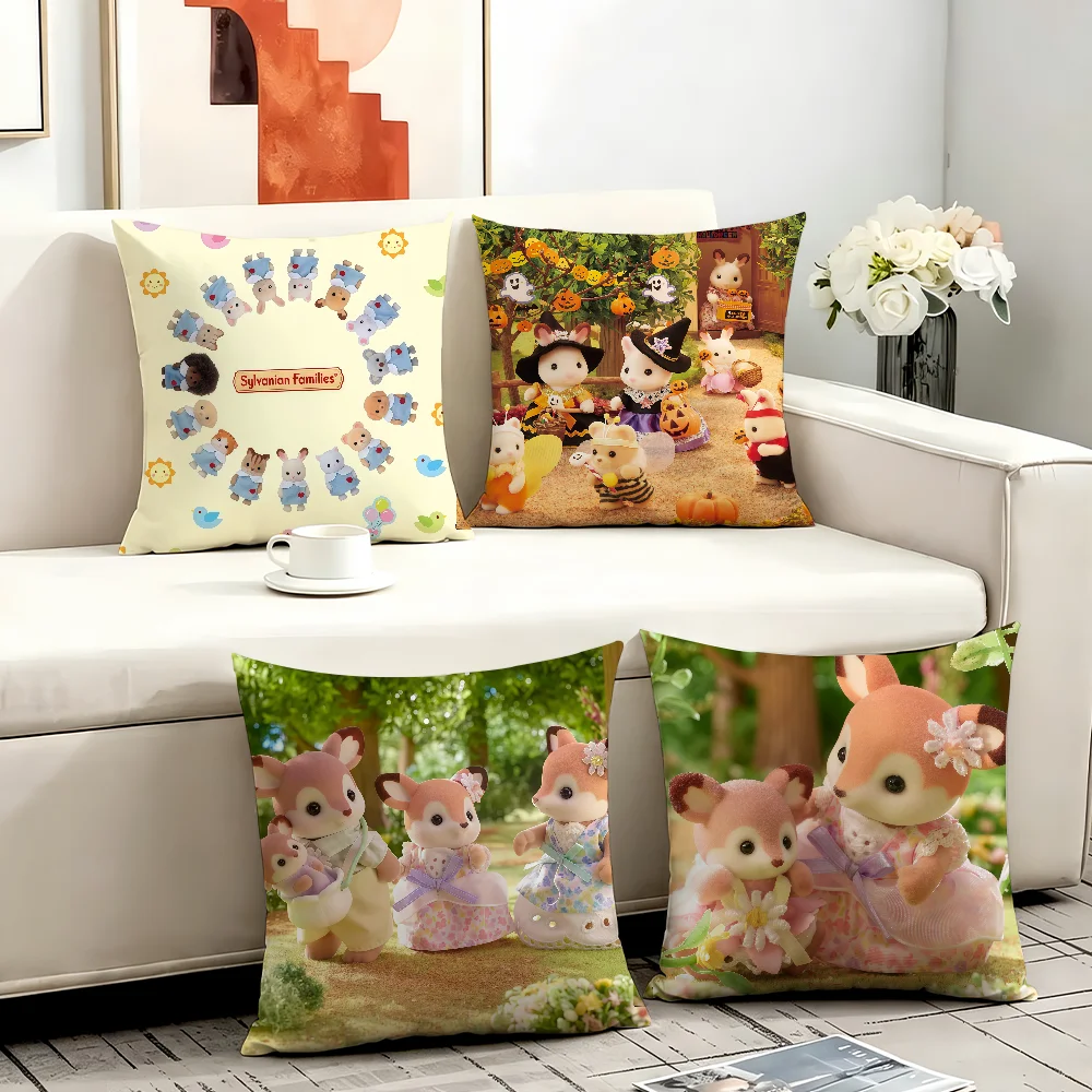 Cute cushion cover Anti-dustmite Sofa Cushion Decorative Office S-Sylvanian F-Families Cover Lounge Area Indoor & Outdoor Use
