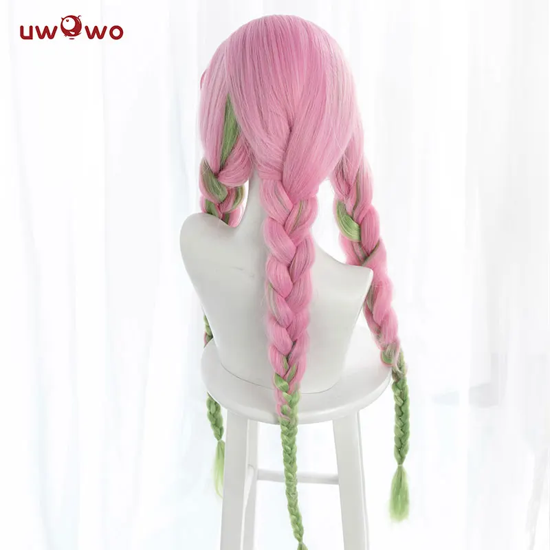 UWOWO Kanroji Mitsurii Wig Kimetsuu No Yaibaa  Cosplay Wigs Pink Green Gradient Synthetic Heat Resistant Hair