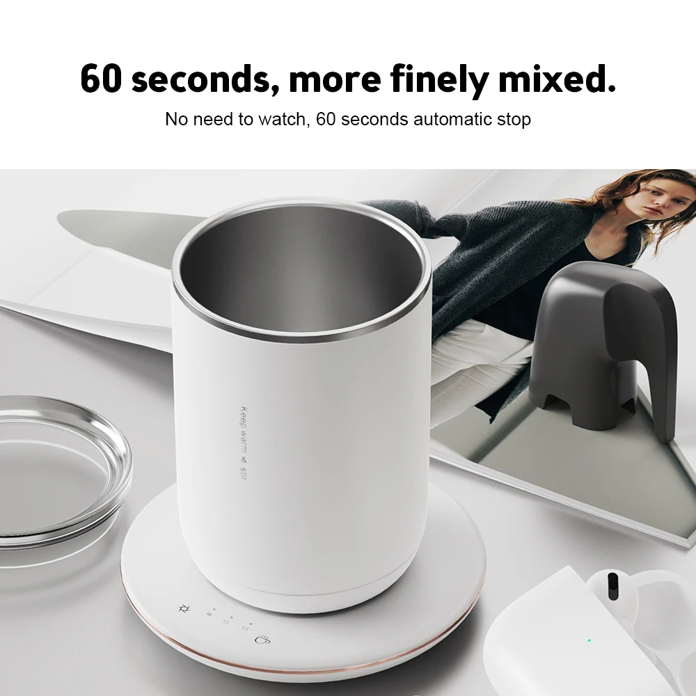 2 في 1 كوب قهوة ذاتي التحريك 3 مستويات قابل للتعديل درجة حرارة ثابتة كوب أكثر دفئا 60s توقف تلقائي 24 واط كوب مغناطيسي ذاتي التحريك