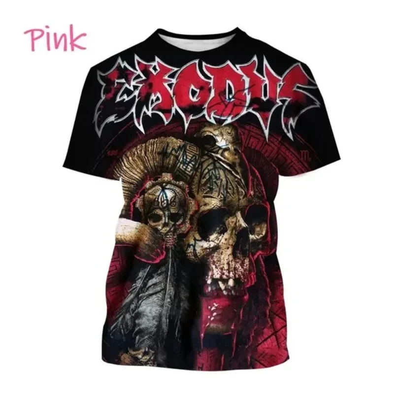 Metal Rock Exodus Band 3D Print O-Neck Tshirt Men Fashion Tees Casual Short Sleeve Oversized  Y2K Harajuku Unisex Clothing