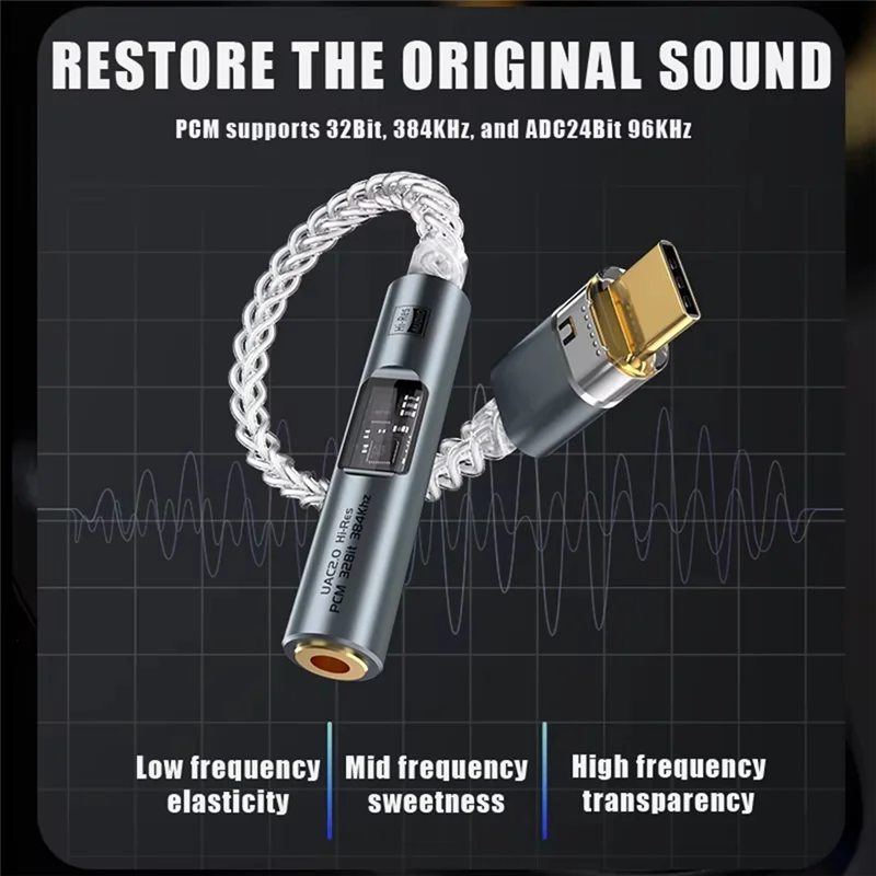 AS95-BA23 USB Tipo C para 3,5 Mm Jack Adaptador Headphone Amp DAC USB C Áudio Conversor AUX Decodificador CX31993 PCM 32Bit 384Khz