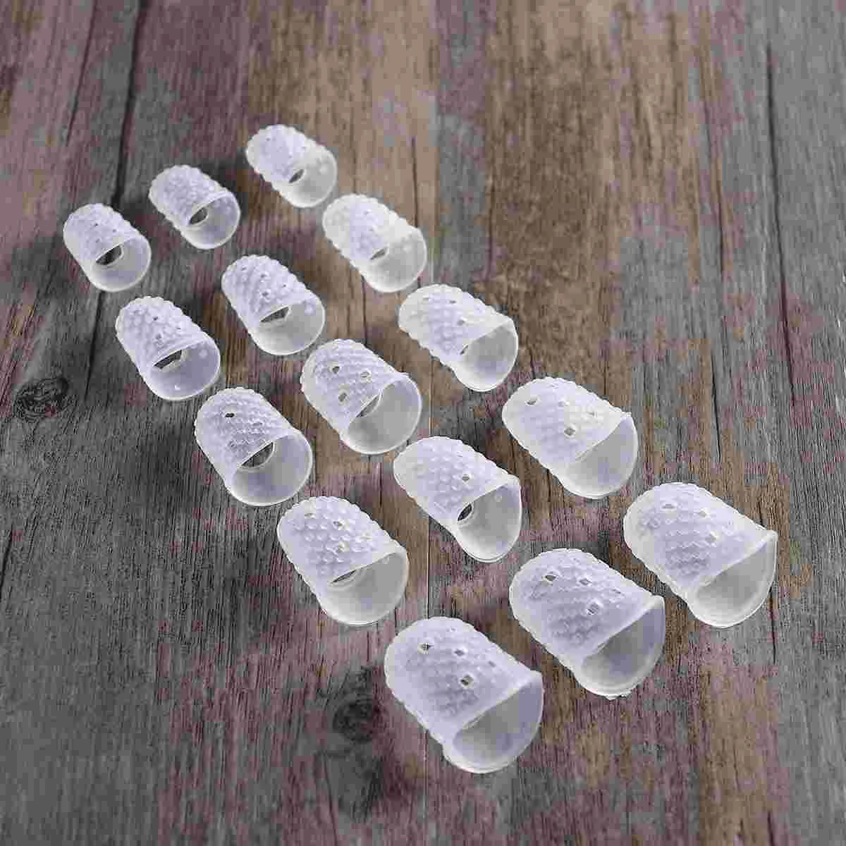 15 Pcs Transparent Color Finger Protectors Guitar Fingertip Bass Breathable Silicone Guards Wear and Tear Resistant