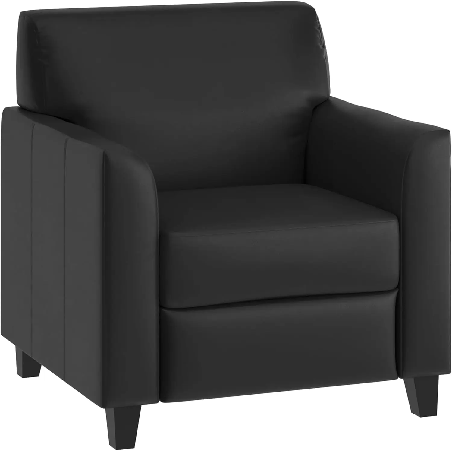

Hercules Diplomat Series LeatherSoft Upholstered Side Reception Chair, Lobby Chair with Cushions and Flared Arms, Black