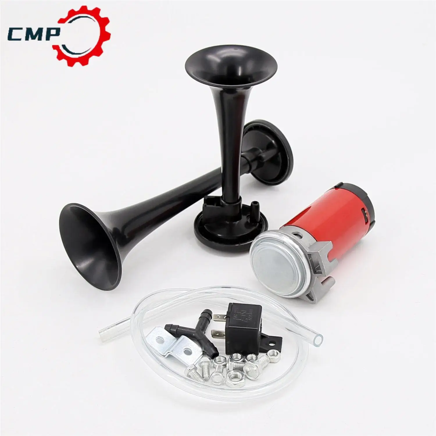 

1Pcs 12V 120DB Black Loud Dual Trumpet Train Air Horn System Kit Fit For Car Truck Boat Automotive Interior Accessories