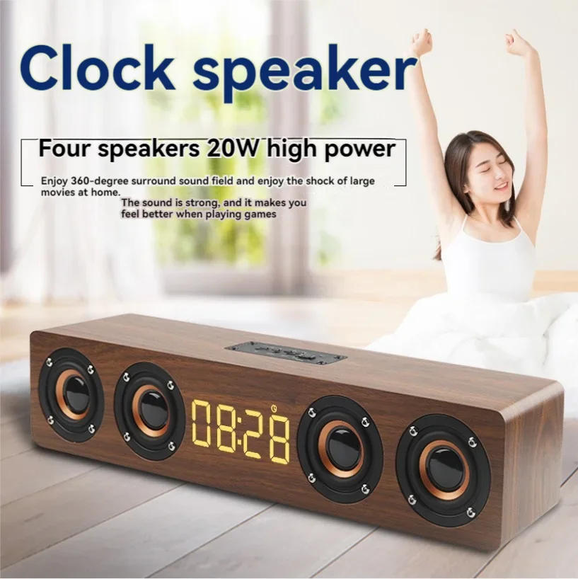 Retro Wooden Bluetooth Speaker 4 Speakers Sound Bar TV Echo Wall Home Theater Sound System HIFI Sound Quality Soundbox For PC/TV