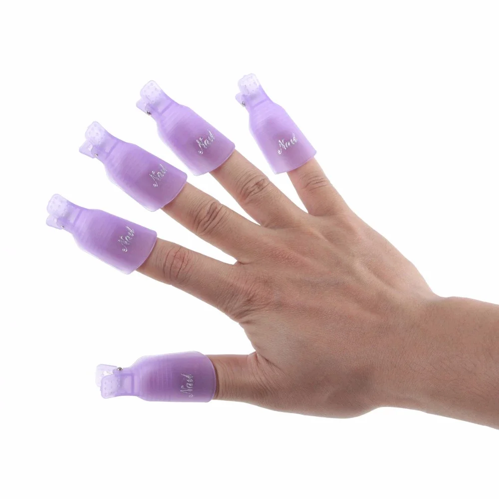 プロフェッショナル 10 個マニキュアキャップクリッププラスチックネイルアートソークオフキャップクリップ UV ジェルポリッシュリムーバーネイルラップツール