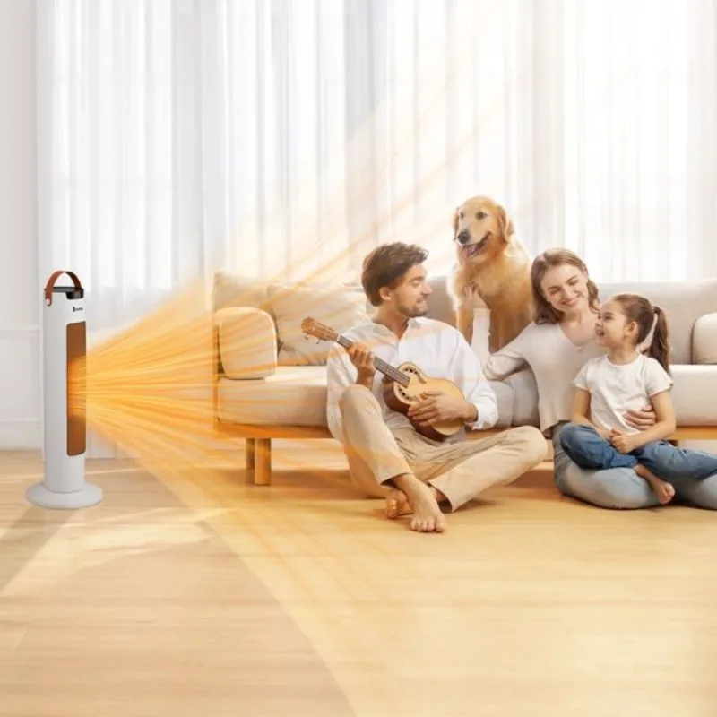 سخان مساحة برجي 24 بوصة 1500 وات، تطبيق واي فاي ذكي، جهاز تحكم عن بعد 60 ° مذبذب 9H مؤقت داخلي للمنزل والمكتب باللون الأبيض #3