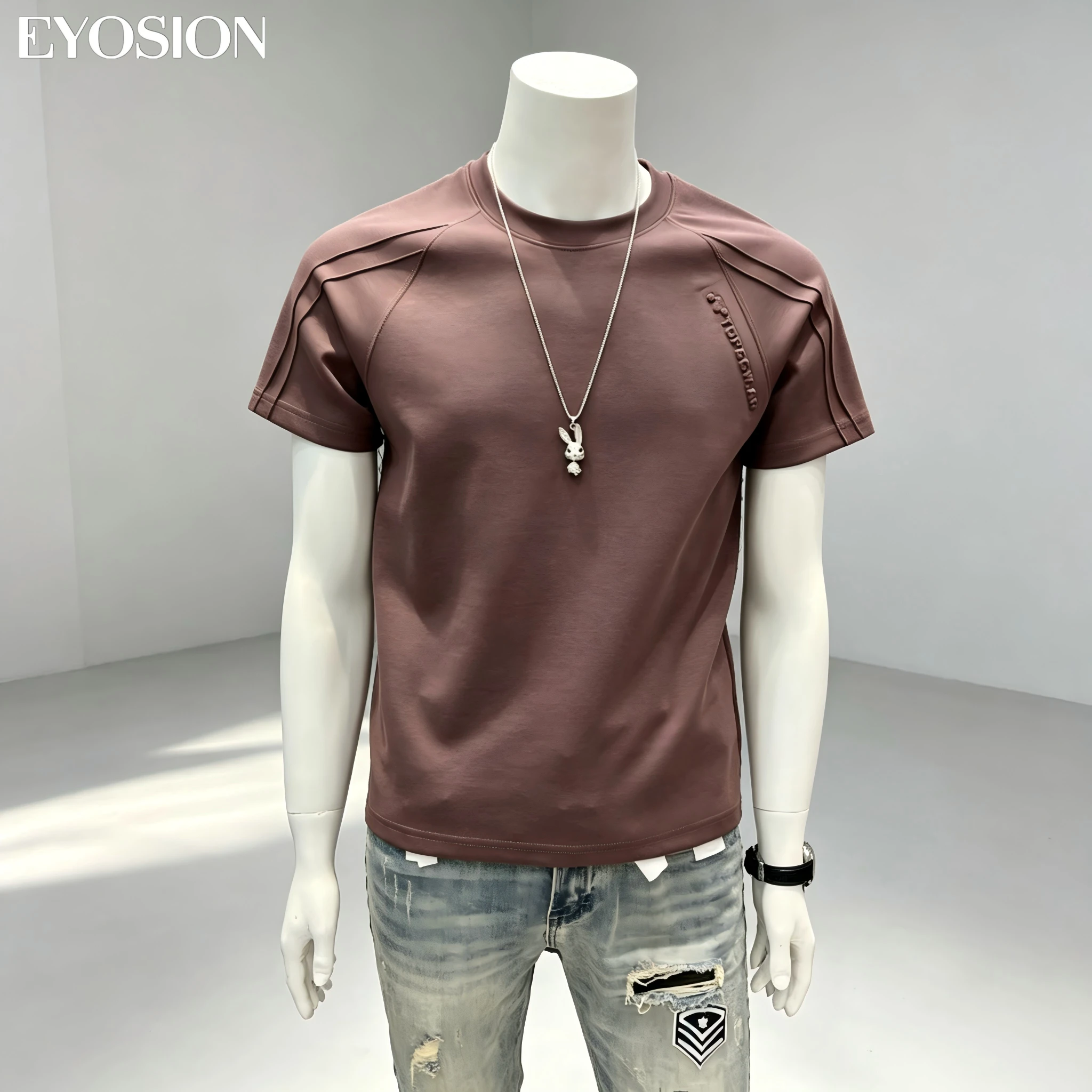 2026 New T-Shirt Men's Summer Embossed Stamped High Quality Cotton Short Sleeve Round Neck Casual Shirts Unisex Tops Clothing