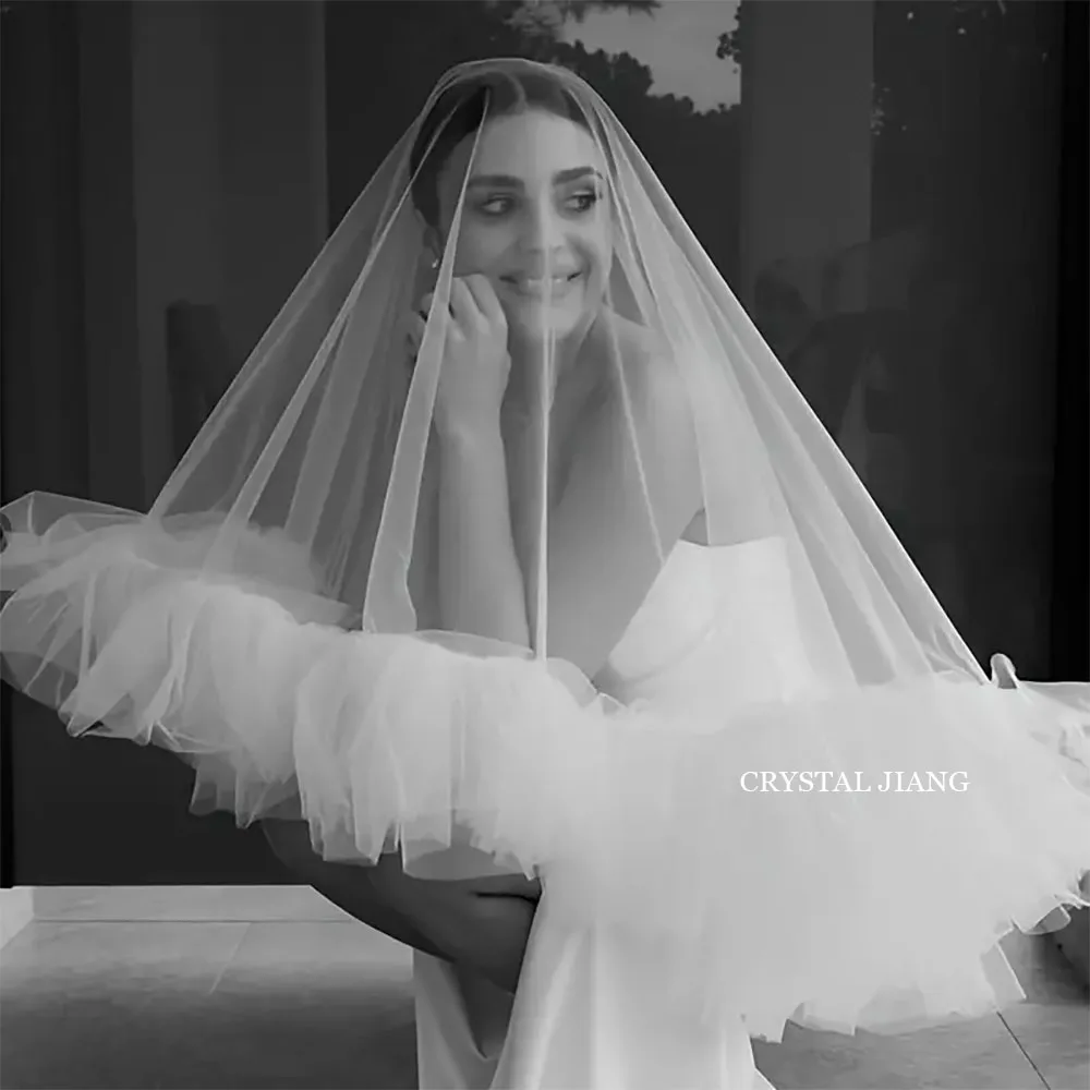 Romantic Puffy Ruffles Wedding Veil for Brides Marriage Wedding Accessories Short Bridal Veils