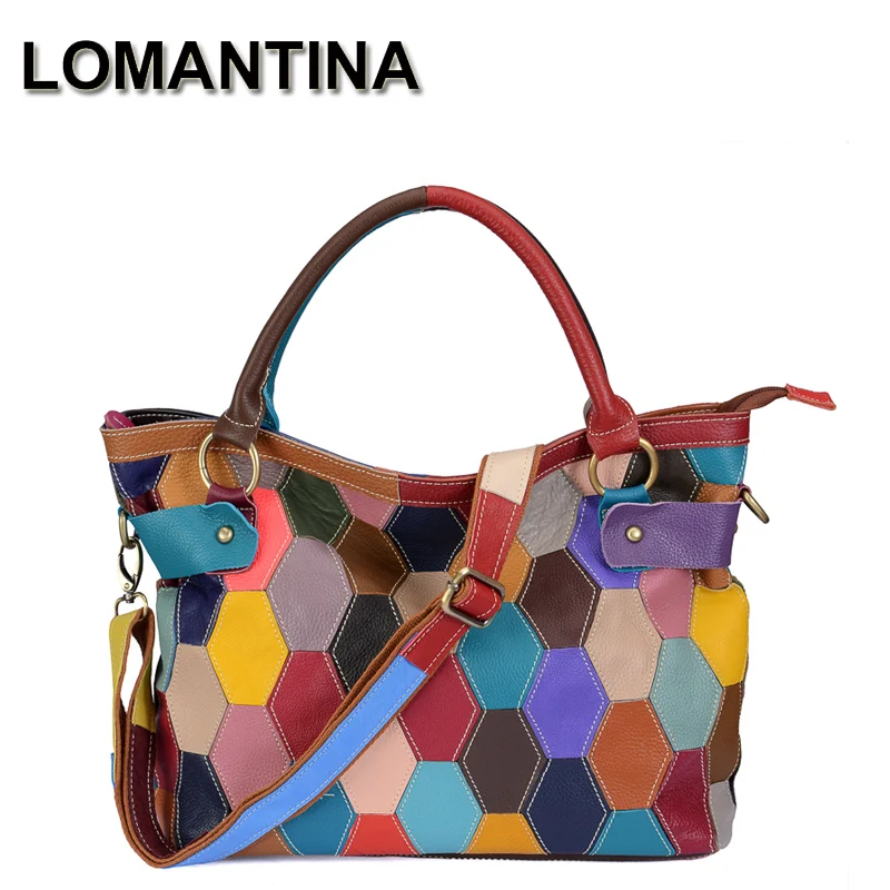 

LOMANTINA Real Leather Handbags Big Women Bag High Quality Casual Female Bags Tote Behemian Shoulder Bag Ladies Large Bolsos