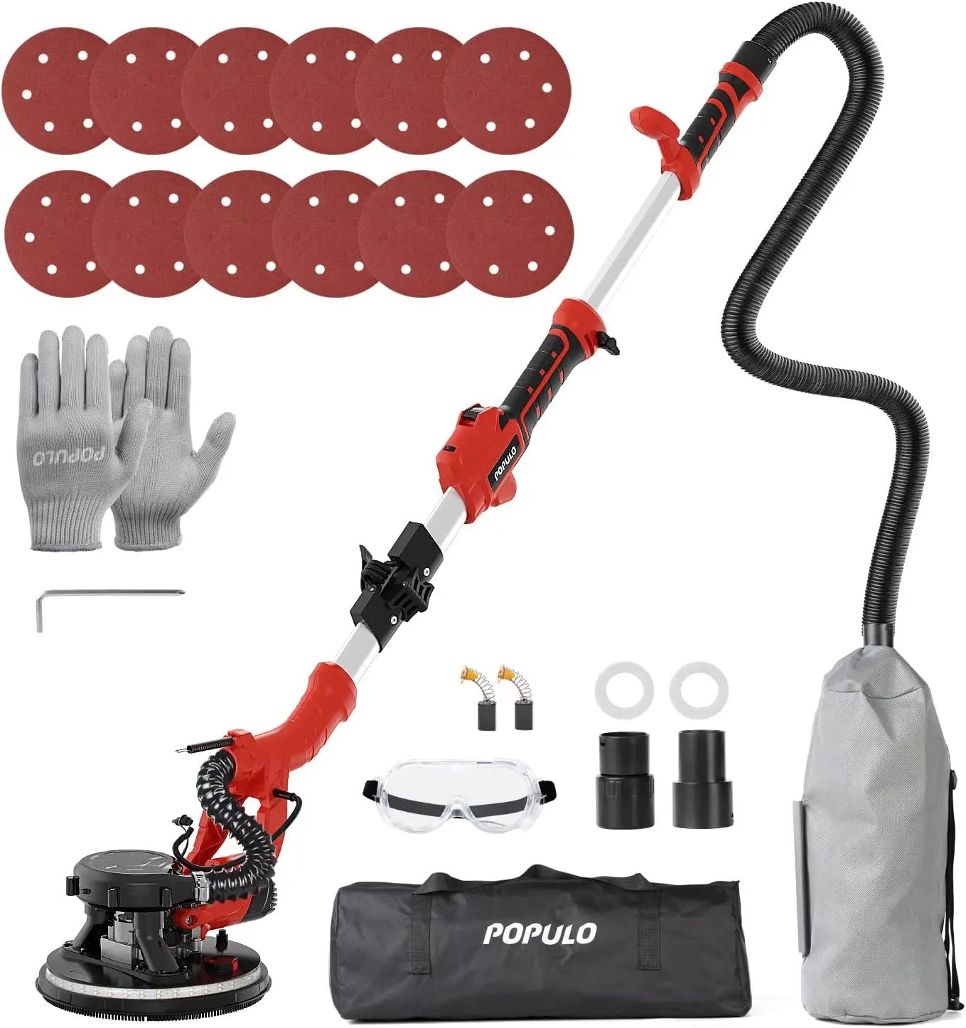 

Drywall Sander 810W 7A Electric Drywall Sander with Vacuum Attachment 6 Variable Speed 1800RPM Power Ceiling Sander Tool