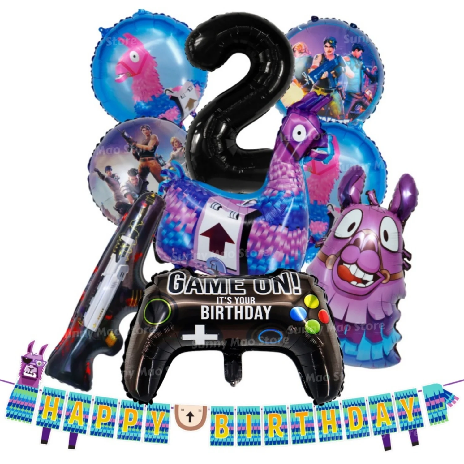 Fortnite Shooting Game Theme Birthday Balloon Decoration Set  32" Number Air Foil Ballons Kids Party Supplies Gift Favor Decor view 4