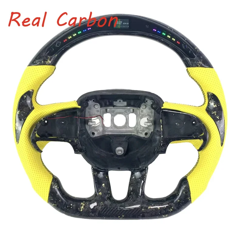 

For Dodge Challenger/Hellcat SRT (2015-2024) High-Quality LED Forged Carbon Fiber Steering Wheel (Support Customization)