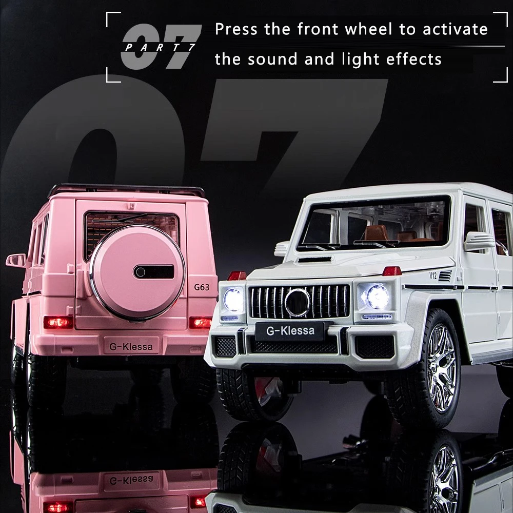 1:24 simulato Benz G63 modello di auto in lega suono e luce pull-back giocattolo auto in metallo fuoristrada ragazzi collezione ornamenti regalo