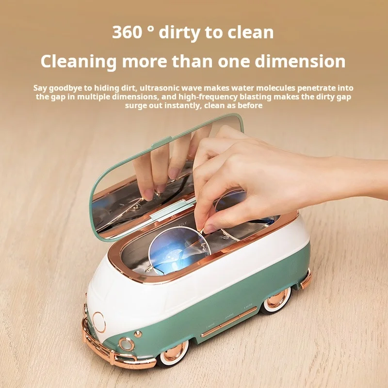 

Ultrasonic Glasses Cleaner with 45kHz High Frequency 360 Degree Cleaning 3 Timer Settings and Built in Makeup Mirror