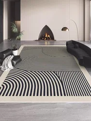 VIKAMA Living Room Rug Modern Simple Black Sofa Table Mat Light Luxury Bedroom Bed Blanket Home Crystal Velvet Large Area Mat