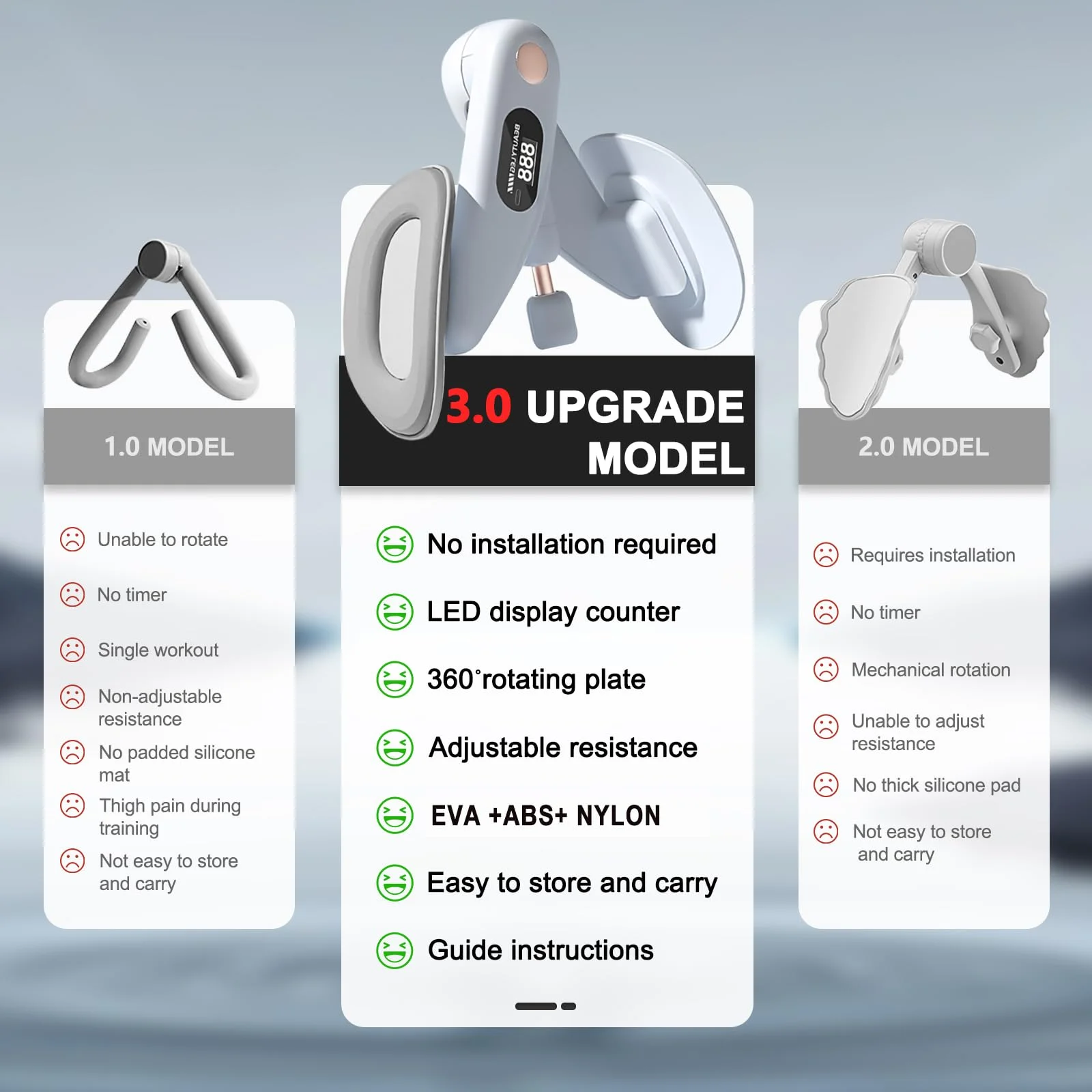 مدرب الفخذ، وسادات سيليكون غير قابلة للانزلاق لتدريب الورك والحوض، معدات تمارين الفخذ الداخلية