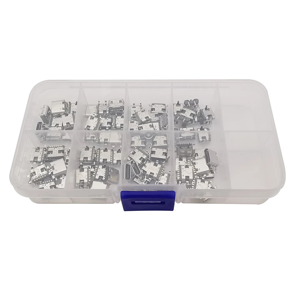 80Pcs/Box 8 Models Type-C USB Female Socket Charging Connector 2Pin 6Pin 16Pin for Phone and Digital Product Repair Kits - Image 3