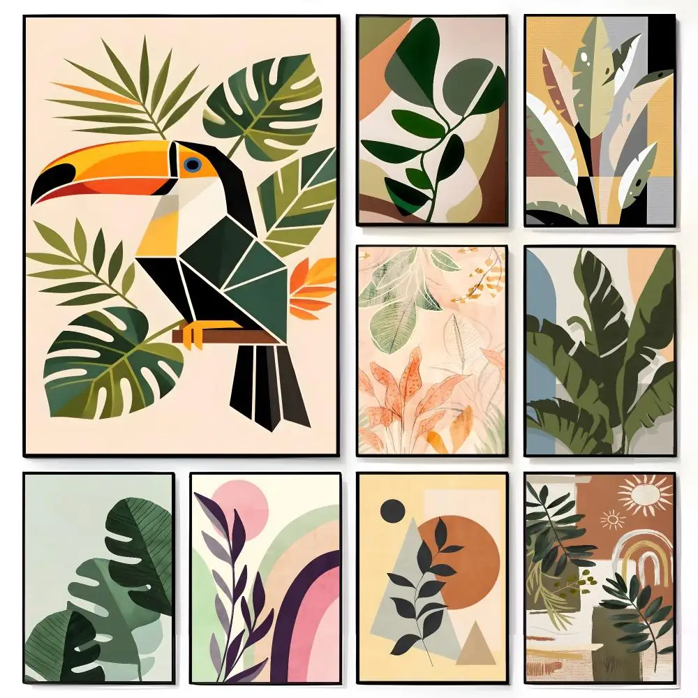 Colorful Nature Art Geometric Leaf Rainbow Poster American Film Mural Home Childrens Room Wall Decor Print