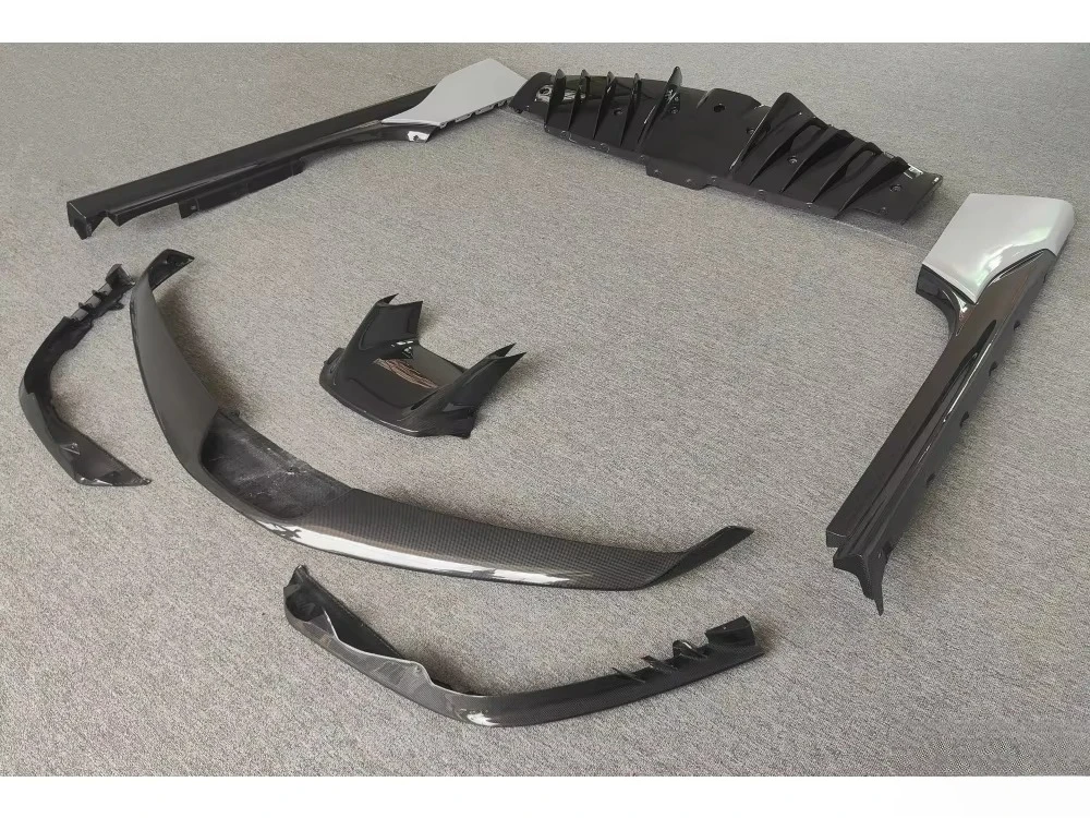 OEM Style Dry Carbon Fiber Spare Parts for the Front Lip Side Skirt and Rear Diffuser Spoiler Body Kit for SF90
