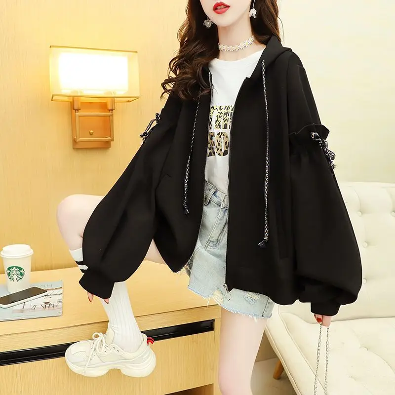 

Свободные женские толстовки на молнии с полной молнией Y2k, японская уличная одежда, спортивная повседневная дешевая новинка с длинным рукавом, женский топ с капюшоном