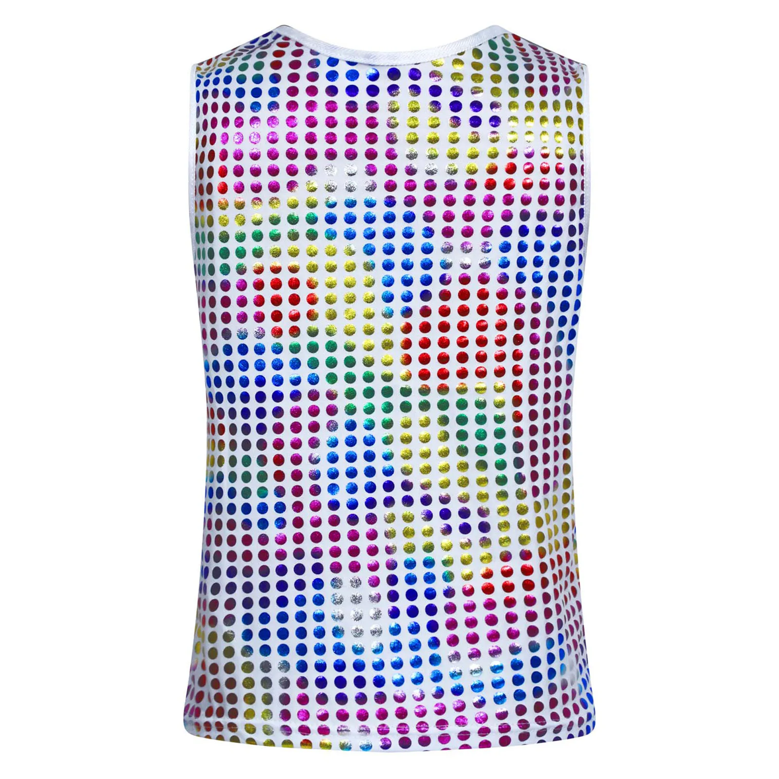 # 100-180 أطفال بنات بنين نقاط معدنية رقص الجاز سترة رقبة مستديرة بلا أكمام تانك القمم التشجيع مرحلة الأداء زي #4