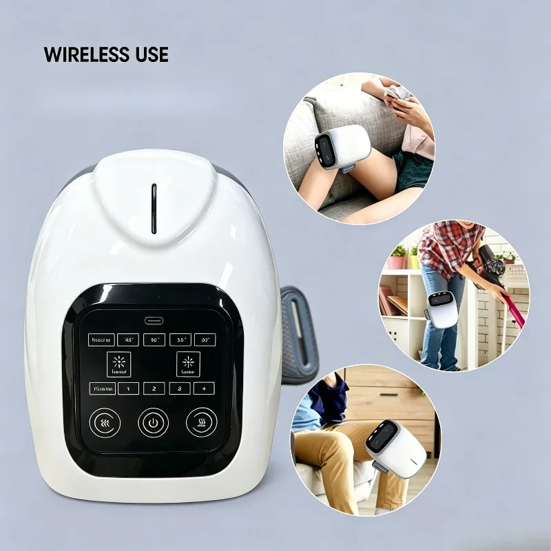 3 in 1 Intelligent Cordless Knee Massager Vibration Knee Relaxing Massage Machine with Adjustable Patella Knee Strap Brace