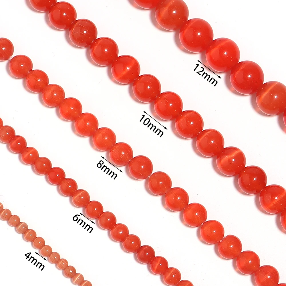 1 Strand 4/6/8/10/12mm Cat Eye Stone Beads Red Color Natural Stone Beads For Jewelry Making DIY Necklace Bracelet Accessories