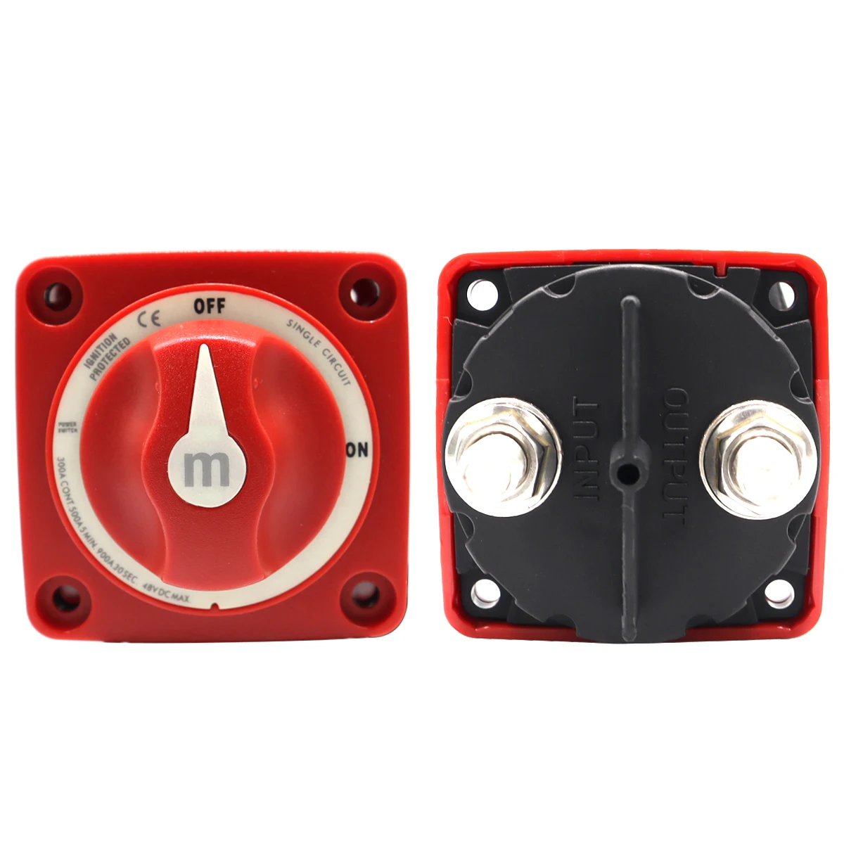 Blue Sea Systems 6006 M-Series ON/OFF Battery Switch, 300A 48V DC Marine Switch Red with Knob for Boat RV Truck