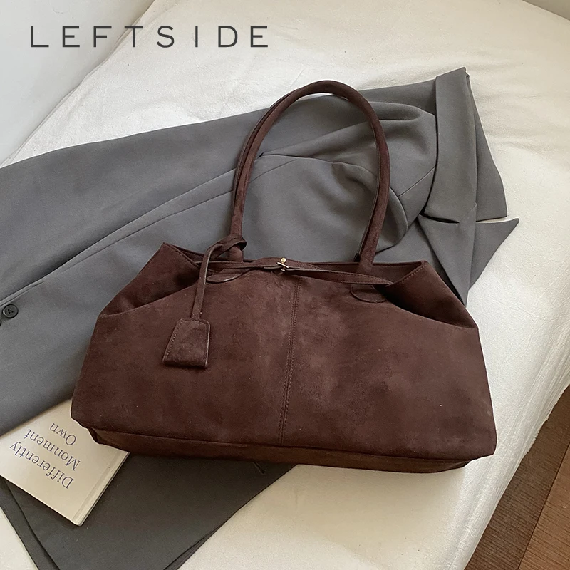 

LEFTSIDE Retro Leather Shoulder Bags for Women 2025 Winter Vintage High Capacity Tote Bag Handbags and Purses Fashion Hand Bag
