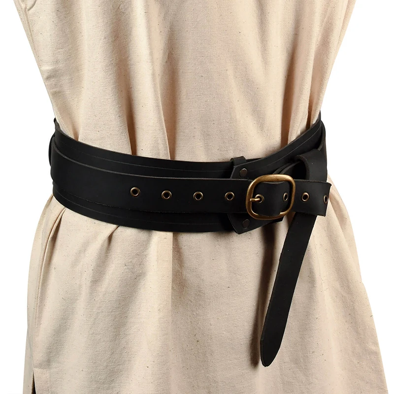 Medieval Vintage Waist Belt Viking Knight Waistband Gothic Medieval Buckle Belt  PU Leather Larp Cosplay Costume Accessories