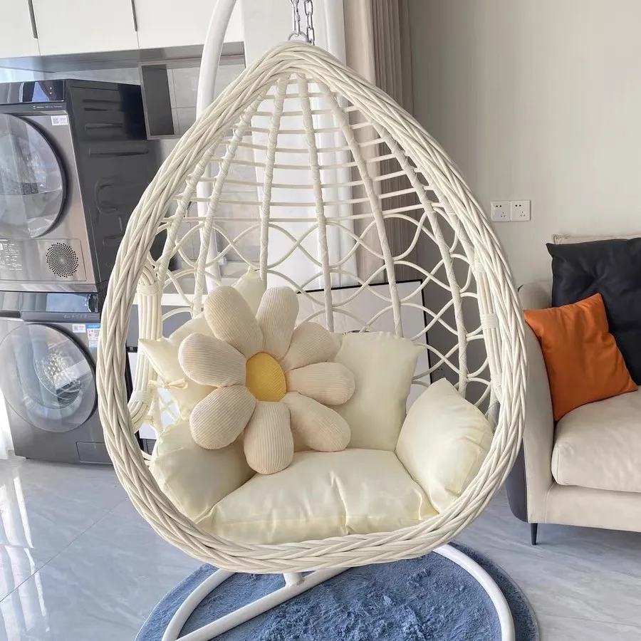 Indoor hanging basket balcony single pastoral rattan chair hanging chair adult rocking chair swing household modern no punching