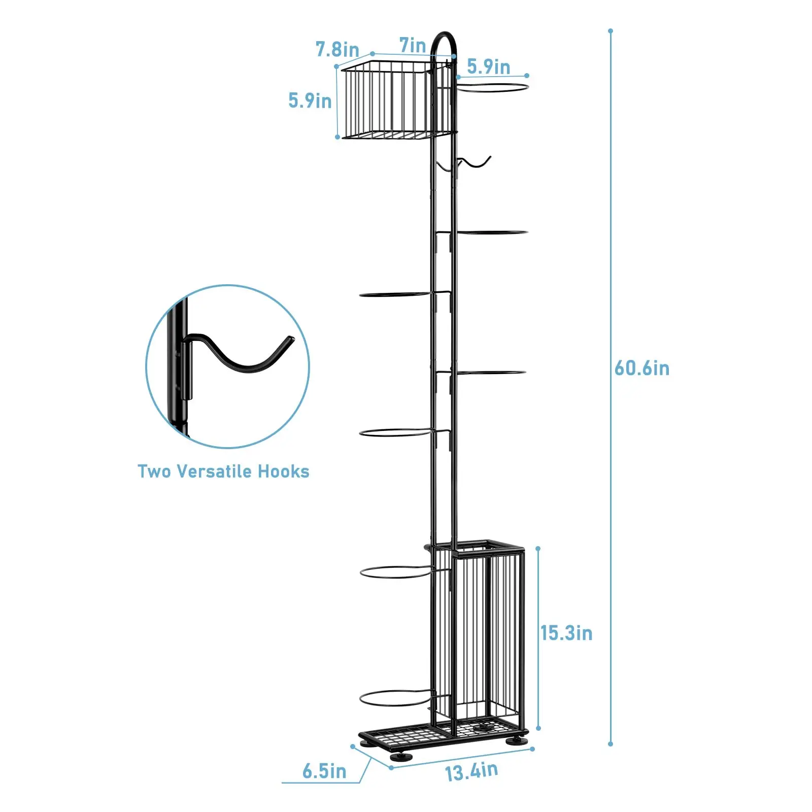 Portaoggetti per palline da basket Portaoggetti da basket verticale a 7 livelli Organizzatore di stoccaggio sportivo per palline da garage