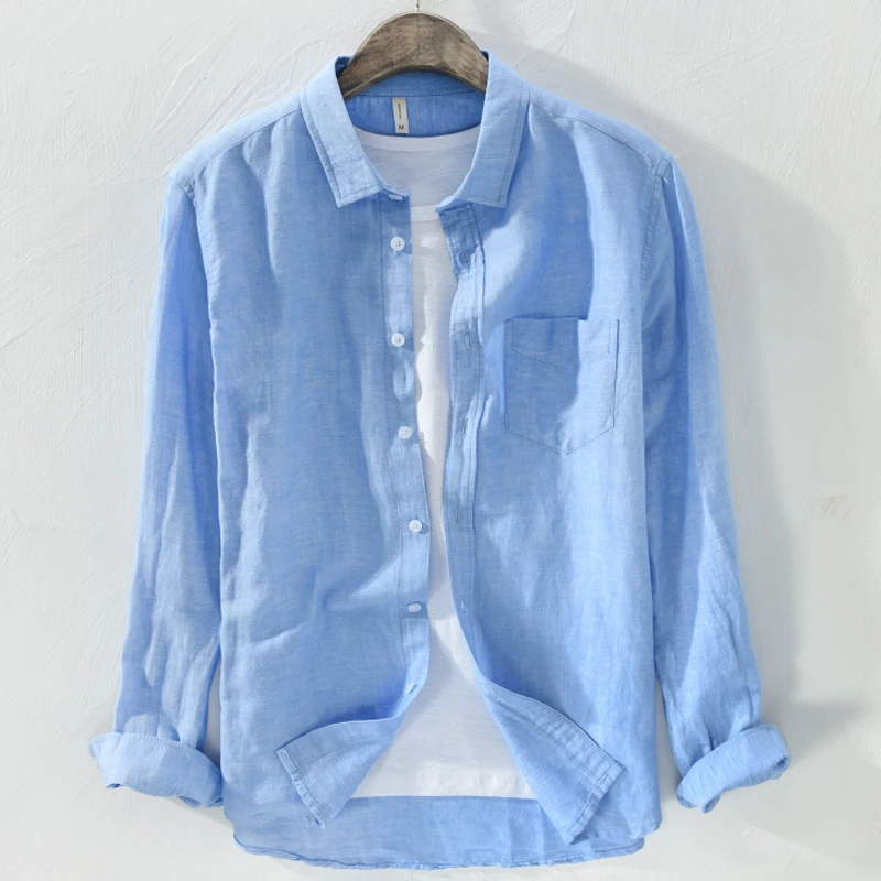 

Spring Season Men's Long Sve Linen irt Jaet Casual Cotton Linen Material Loose Fit Faion Urban Sle Breathable Thin