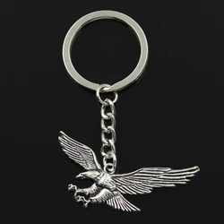 Fashion 30mm Key Ring Metal Key Chain Keychain Jewelry Antique Bronze Silver Color Plated Hawk Eagle 28x50mm Pendant