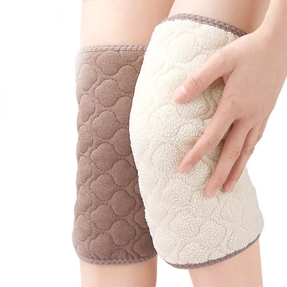

1Pair Faux Cashmere Polyester Knee Warmers for Women Men Adjustable Hook Loop Thermal Leg Warmers Winter Protection Pads