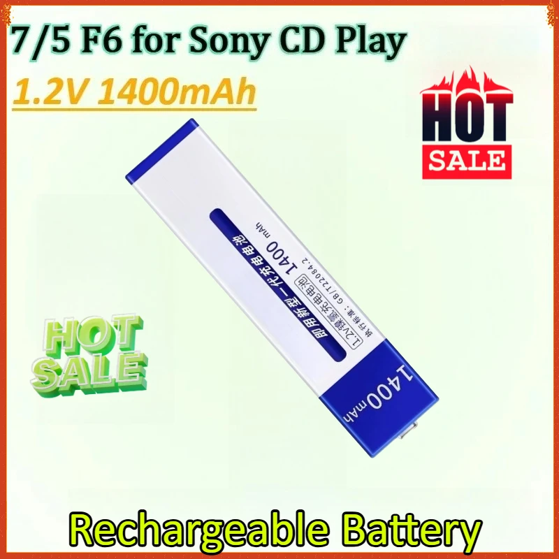 

New 1.2V 1400mAh MD CD Player Rechargeable Battery Prismatic 5/7 F6 Ni-MH Chewing Gum Gumstick Batteries for Sony CD Play