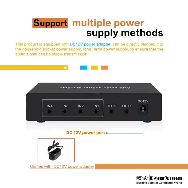 Kotak Mixer Audio saluran Stereo 3 5mm 4, penguat pemilih suara 3.5mm pengaturan Volume 4 dalam 2 keluar untuk PC Laptop speaker