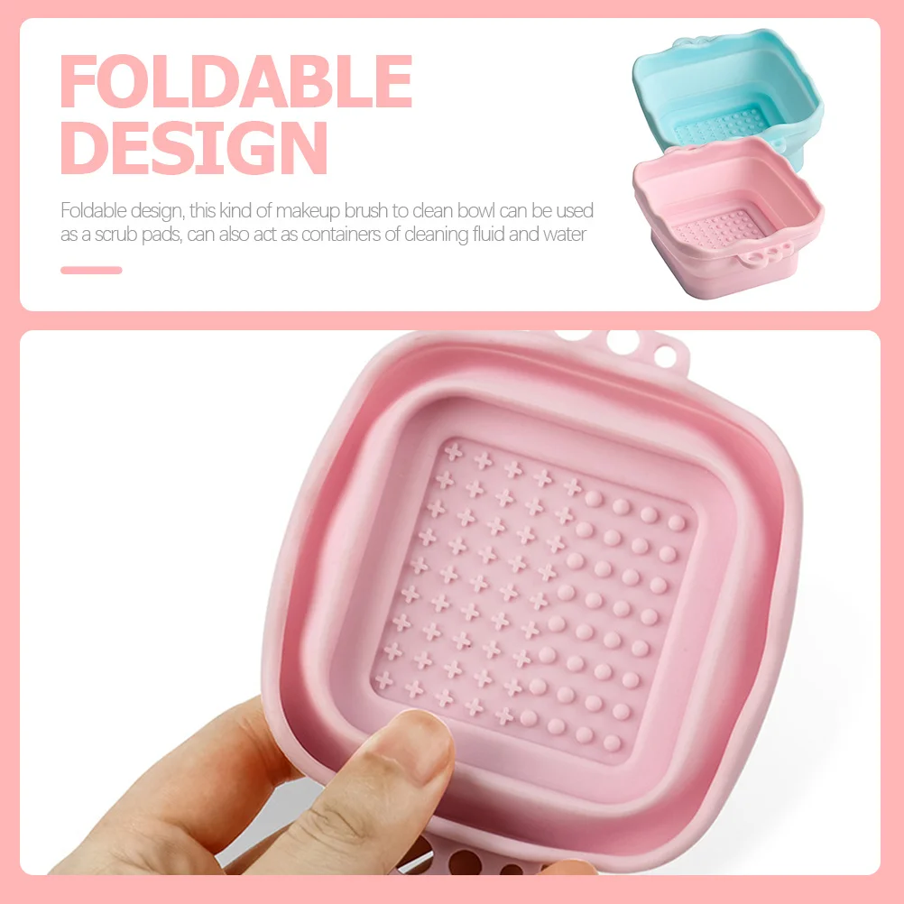

2Pcs Foldable Silicone Makeup Brush Cleaning Bowl Flexible Brush Cleaner Pad for Efficient Makeup Tool Cleaning