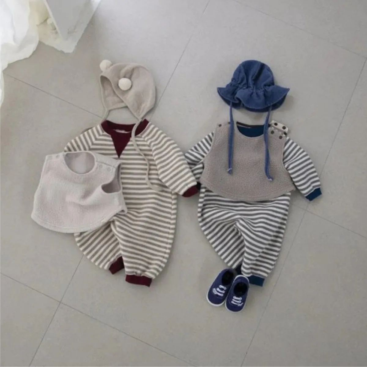 2026 Spring New Baby Long Sleeve Fleece Romper Newborn Causal Striped Jumpsuit For Boy Girl Toddler Warm Clothes 0-24M