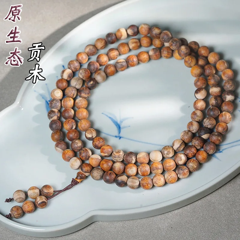 

Natural Agarwood Buddhist Bead Bracelet 108 Beads Unpainted Unwaxed Original Wood Prayer Beads for Men and Women Gifts