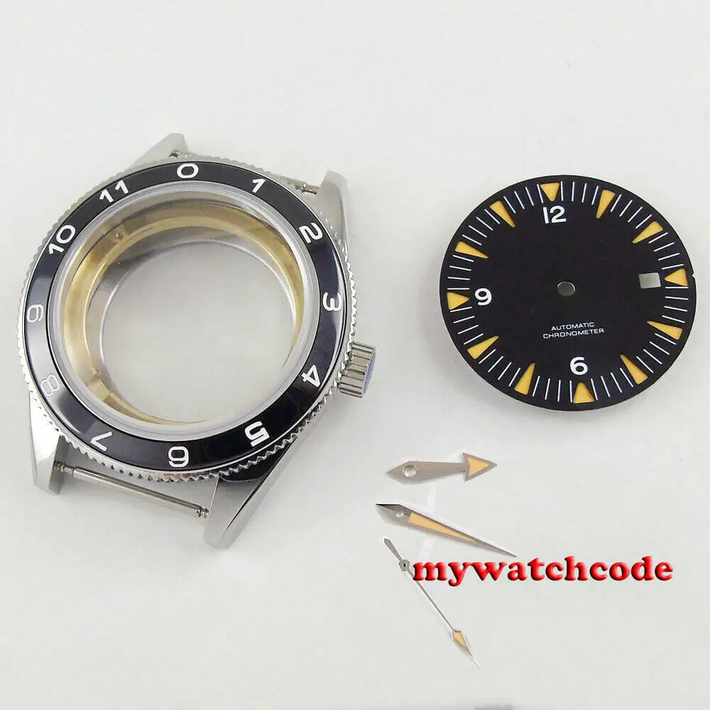 

41mm Corgeut Watch Case + Black Dial + Hand Set Fit ETA 2836 Miyota 8215 821A NH35A NH36A MOVEMENT